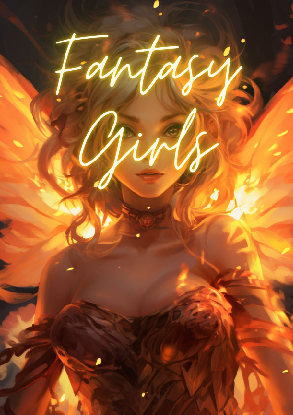 Fantasy girl colouring book