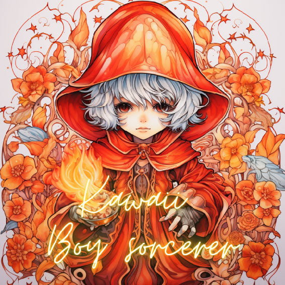 Kawaii Boy Sorcerer colouring book