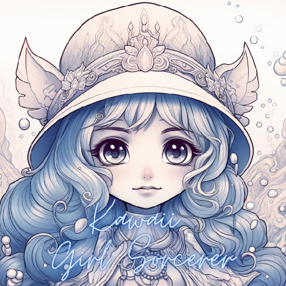 Kawaii Girl sorcerer colouring book